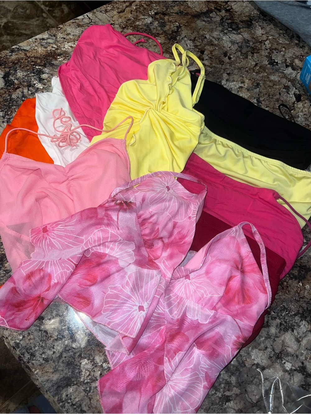 SHEIN Multi-Pink & Yellow Floral Camisole Set